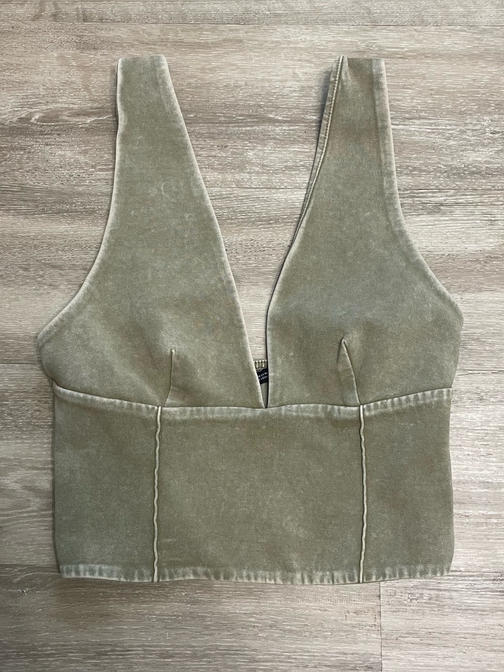 ZARA Women's Olive Green Plunge V-Neck Crop Top Tank Festival Beach Size M